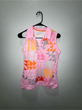 Nike Pink Geometric Sleeveless Polo Tank